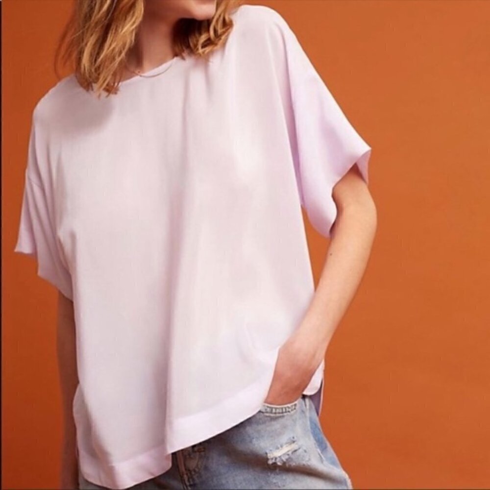 Anthropologie Saturday Sunday Lilac Silk Top, XS